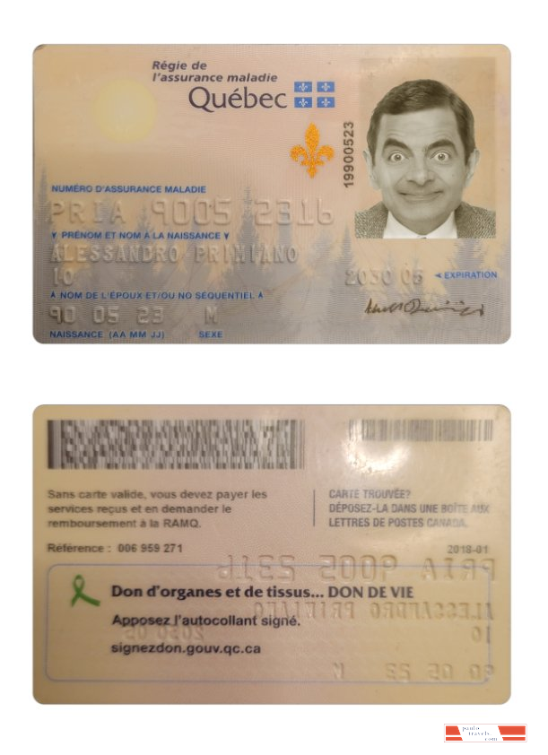 Canada Quebec health insurance card
